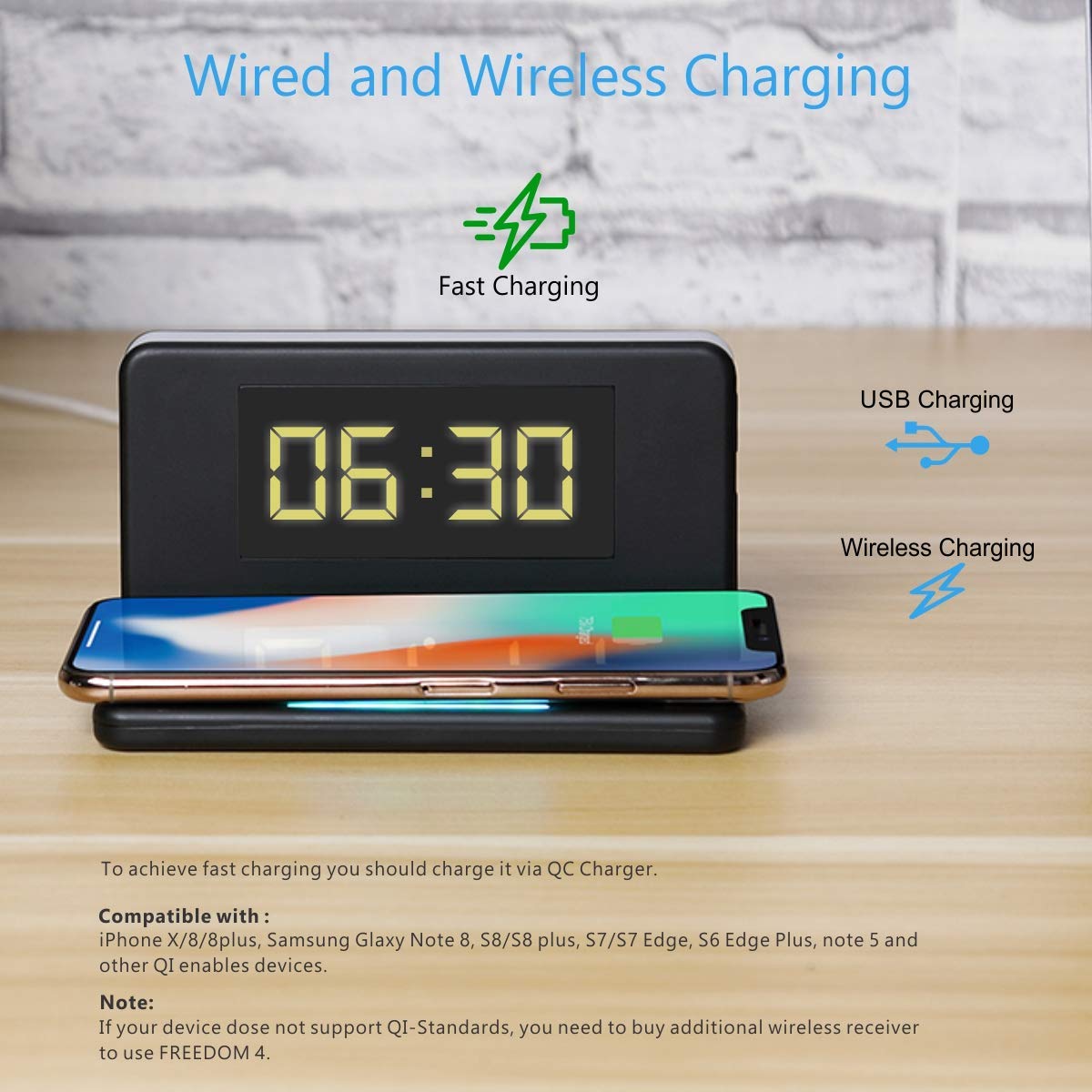 Portronics Freedom 4A Fast Charging Adapter with Wireless & Wired Qi Charging