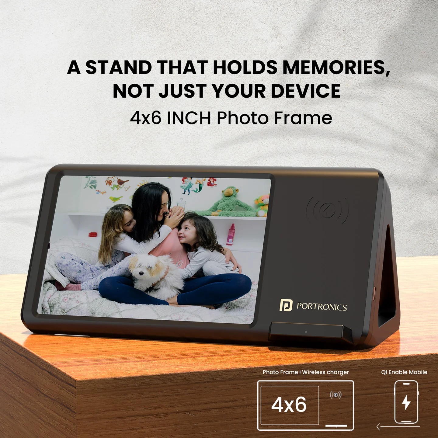 Portronics Freedom 5 – 2-in-1 Wireless Charger & Photo Frame - 1008