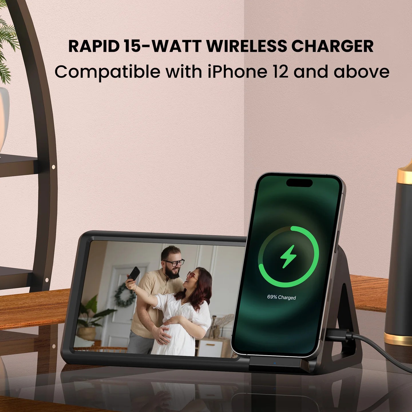 Portronics Freedom 5 – 2-in-1 Wireless Charger & Photo Frame - 1009