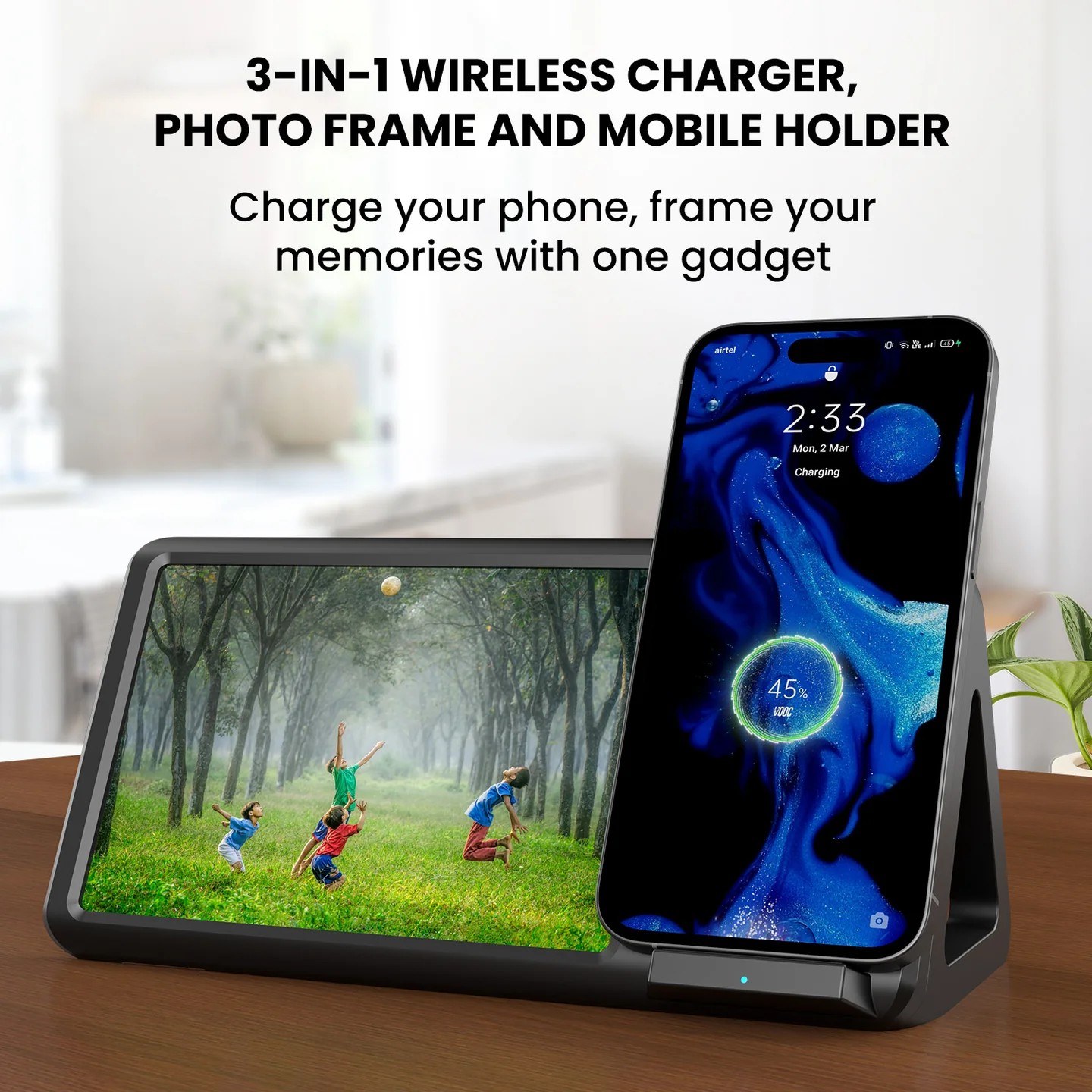 Portronics Freedom 5 – 2-in-1 Wireless Charger & Photo Frame - 1012