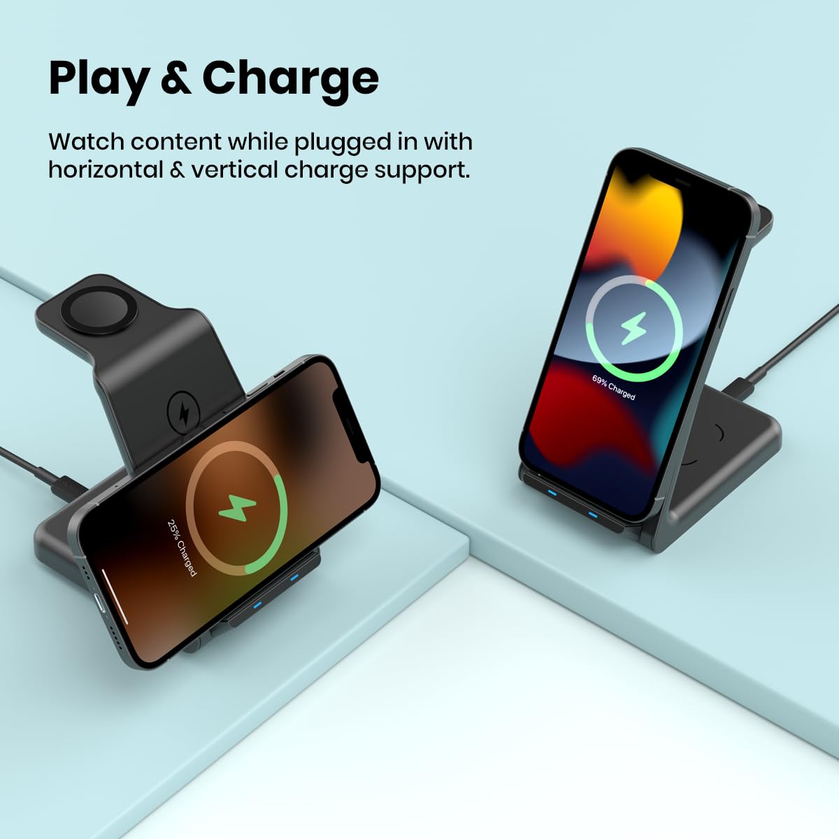 Portronics Freedom Trio – 3-in-1 Fast Wireless Charger for iPhone, iWatch & AirPods - 1015