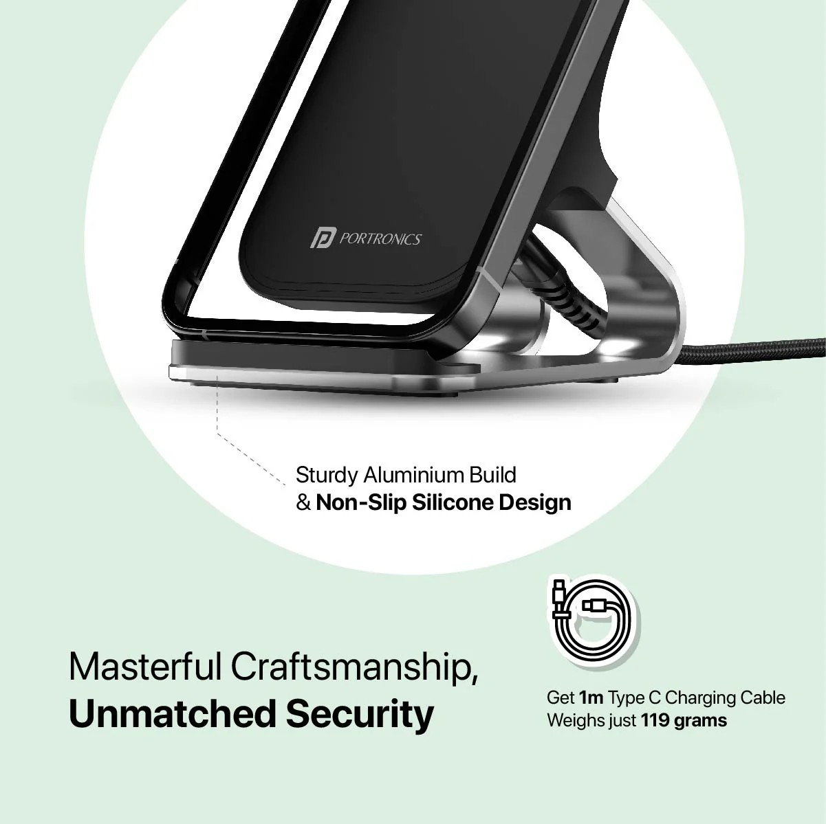 Portronics Freedom 15 Plus – Wireless Rapid Charger & Phone Stand - 1022