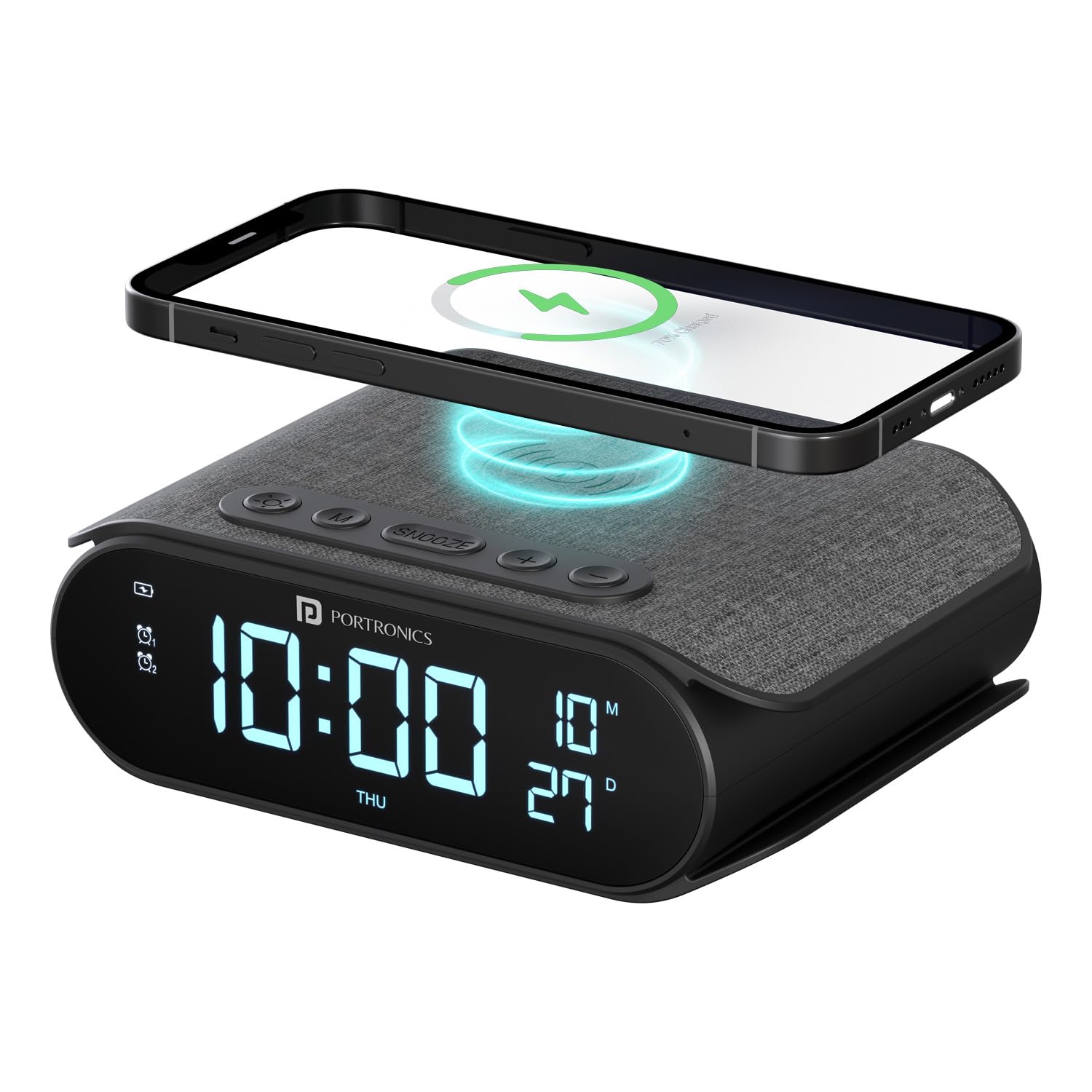Portronics Volt Clock – Wireless Charger with Digital Alarm Clock