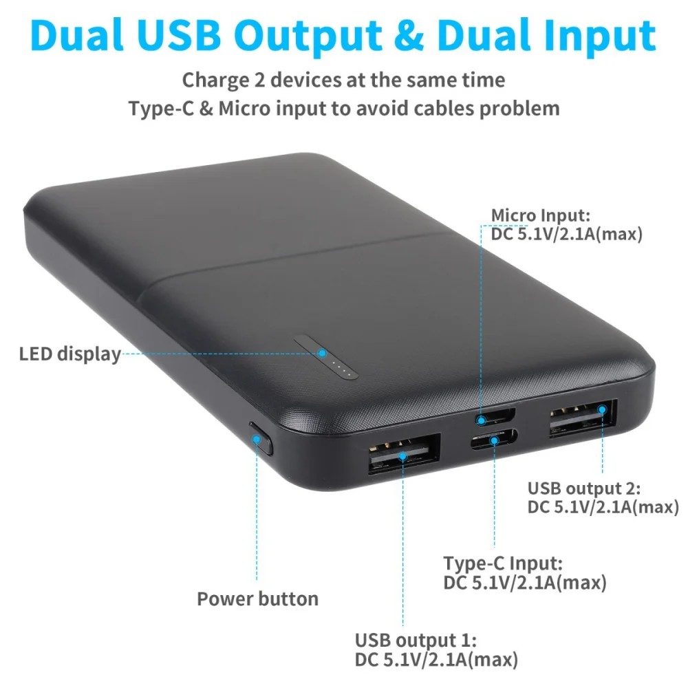 Power Black – 20000mAh High-Capacity Quick Charge Power Bank - 1043