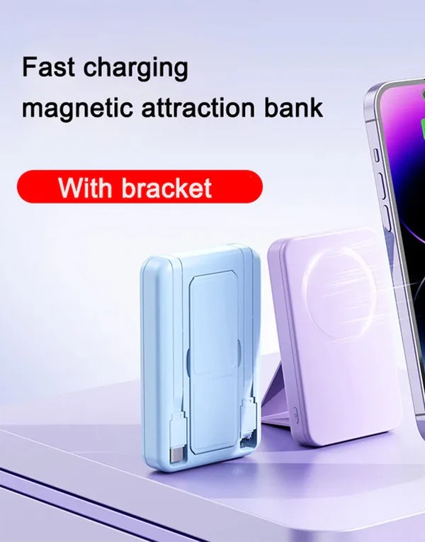 Meg Power Meg Safe 10K – Foldable PD Fast Wireless Charging Power Bank with Built-in Cables & Stand - 1047