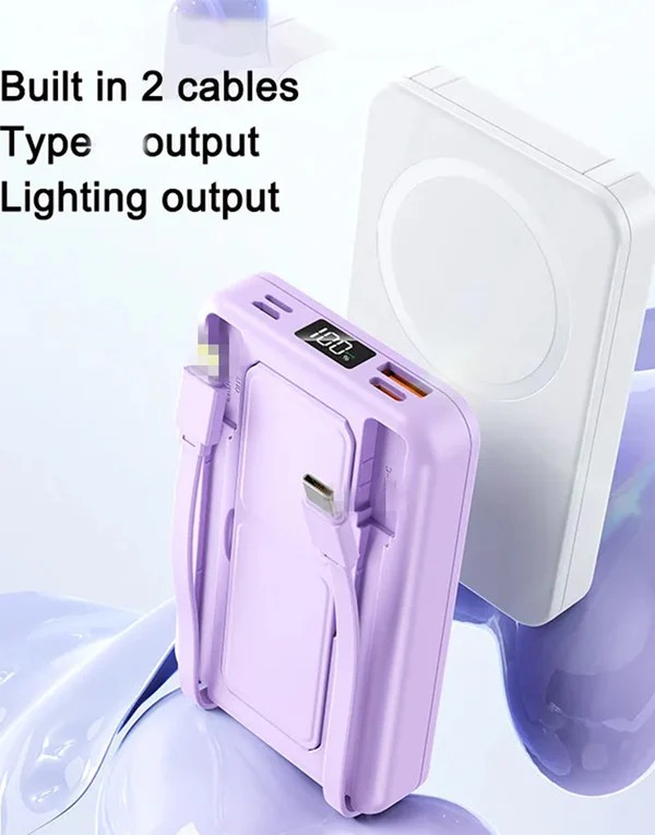 Meg Power Meg Safe 10K – Foldable PD Fast Wireless Charging Power Bank with Built-in Cables & Stand - 1048