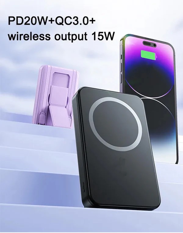 Meg Power Meg Safe 10K – Foldable PD Fast Wireless Charging Power Bank with Built-in Cables & Stand