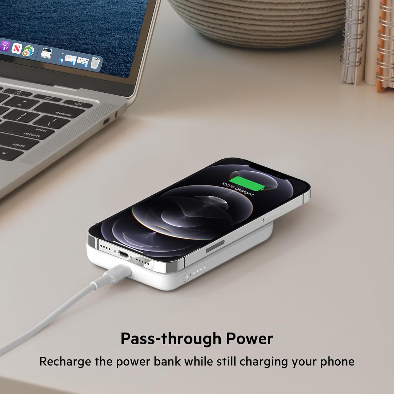 Meg White MegSafe 10K – Slim Wireless Charging Power Bank with Pass-Through Charging