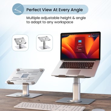 PORTRONICS TWISTERS – Foldable & Adjustable Laptop Stand with 7 Height & Angle Levels