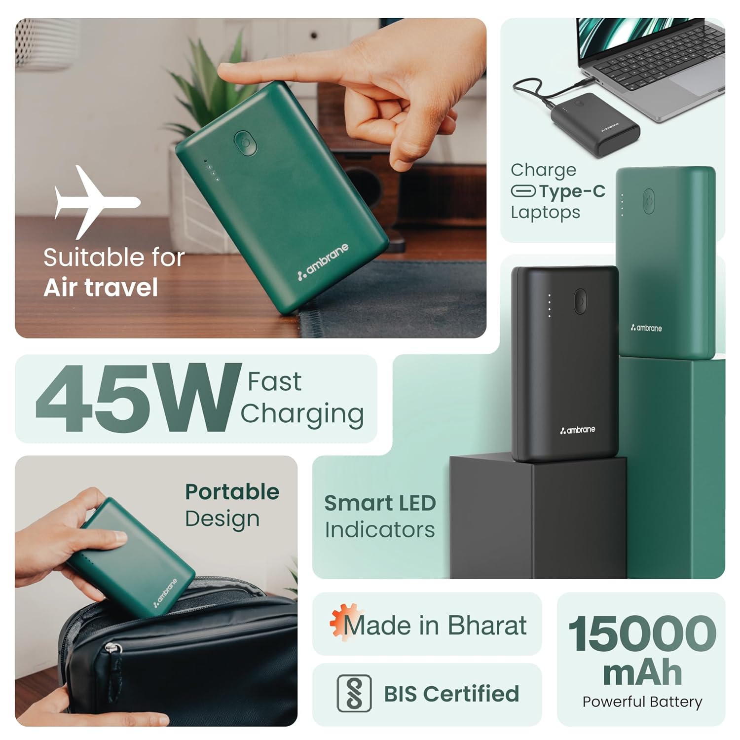 Ambraine PowerLit 45 Power Bank 15K - 1147