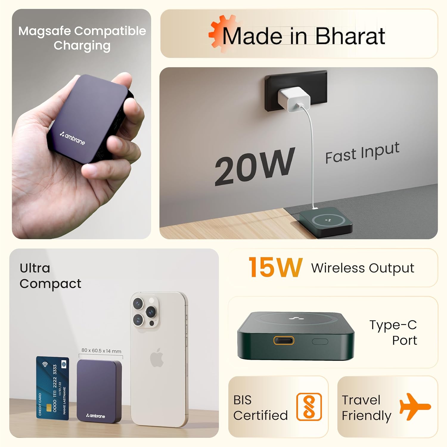 Ambrane AeroSync Powerbank 5K - 1203