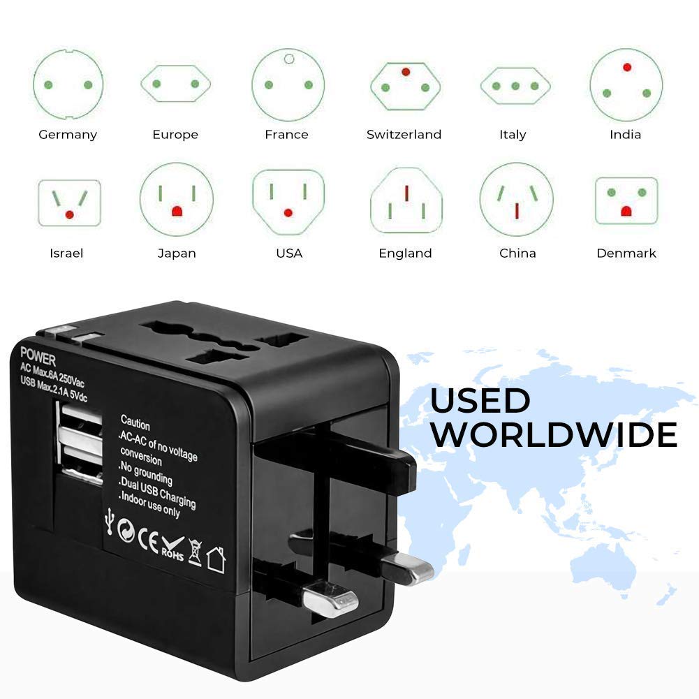 UNIVERSAL ADAPTER – Worldwide Travel Charger with USB Ports - 1323