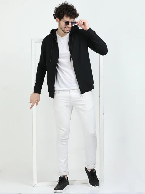 Sustainable Zip-Up Hoodie – Black | Eco-Essential Outerwear - 289