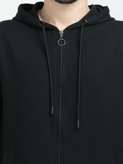 Sustainable Zip-Up Hoodie – Black | Eco-Essential Outerwear - 291
