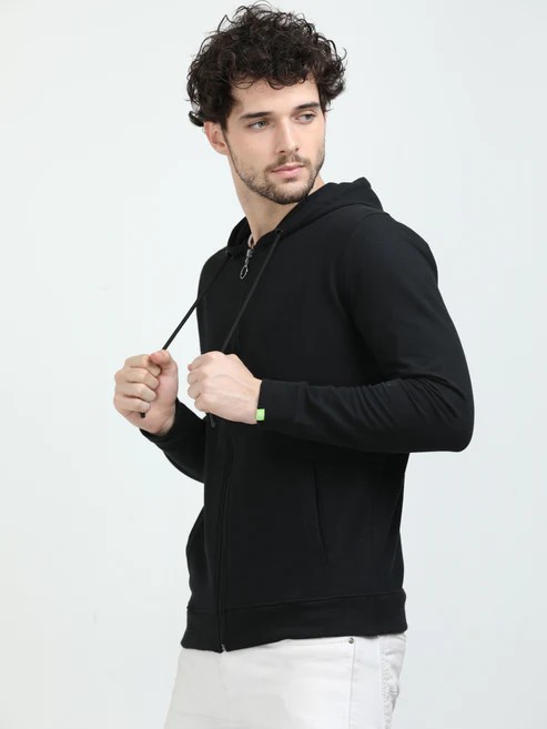 Sustainable Zip-Up Hoodie – Black | Eco-Essential Outerwear - 293