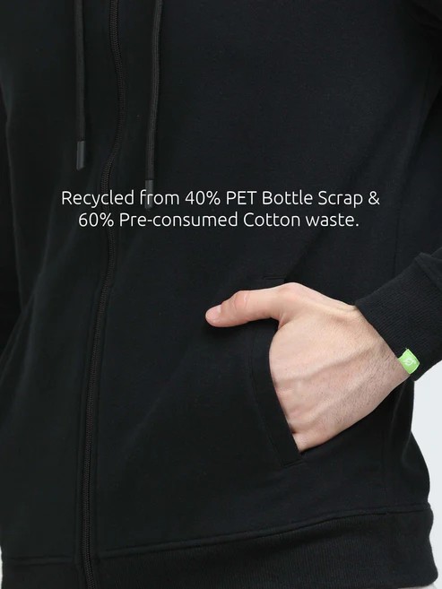 Sustainable Zip-Up Hoodie – Black | Eco-Essential Outerwear - 294