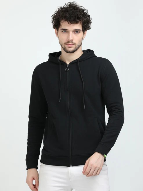 Sustainable Zip-Up Hoodie – Black | Eco-Essential Outerwear