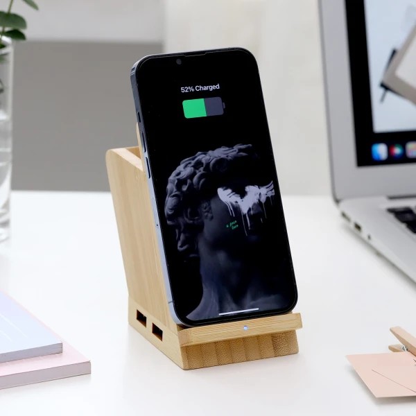 Wireless Charger & Pen Holder – Bamboo Dock - 621