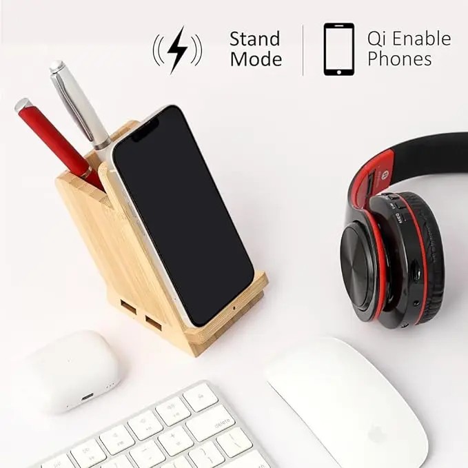 Wireless Charger & Pen Holder – Bamboo Dock - 622