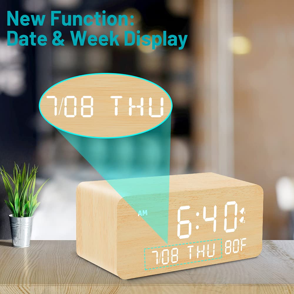 Wooden Digital Clock with Wireless Charger - 631