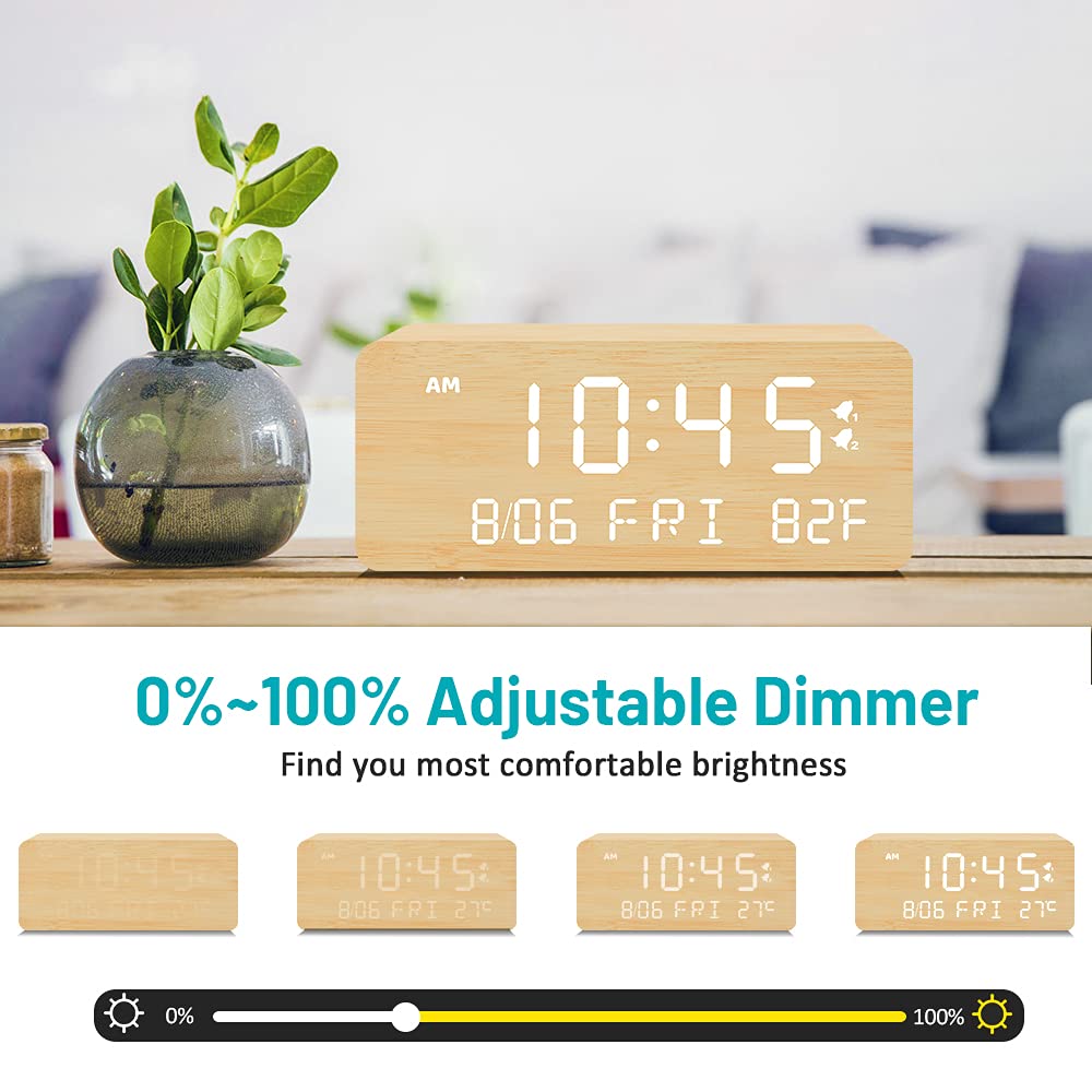 Wooden Digital Clock with Wireless Charger - 633