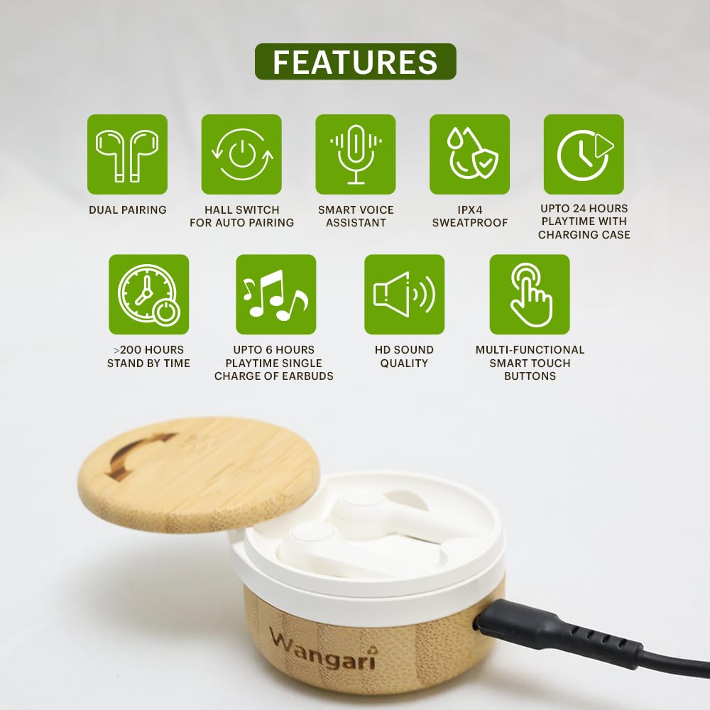 Cherry – 996 Bamboo Wireless Earbuds - 693