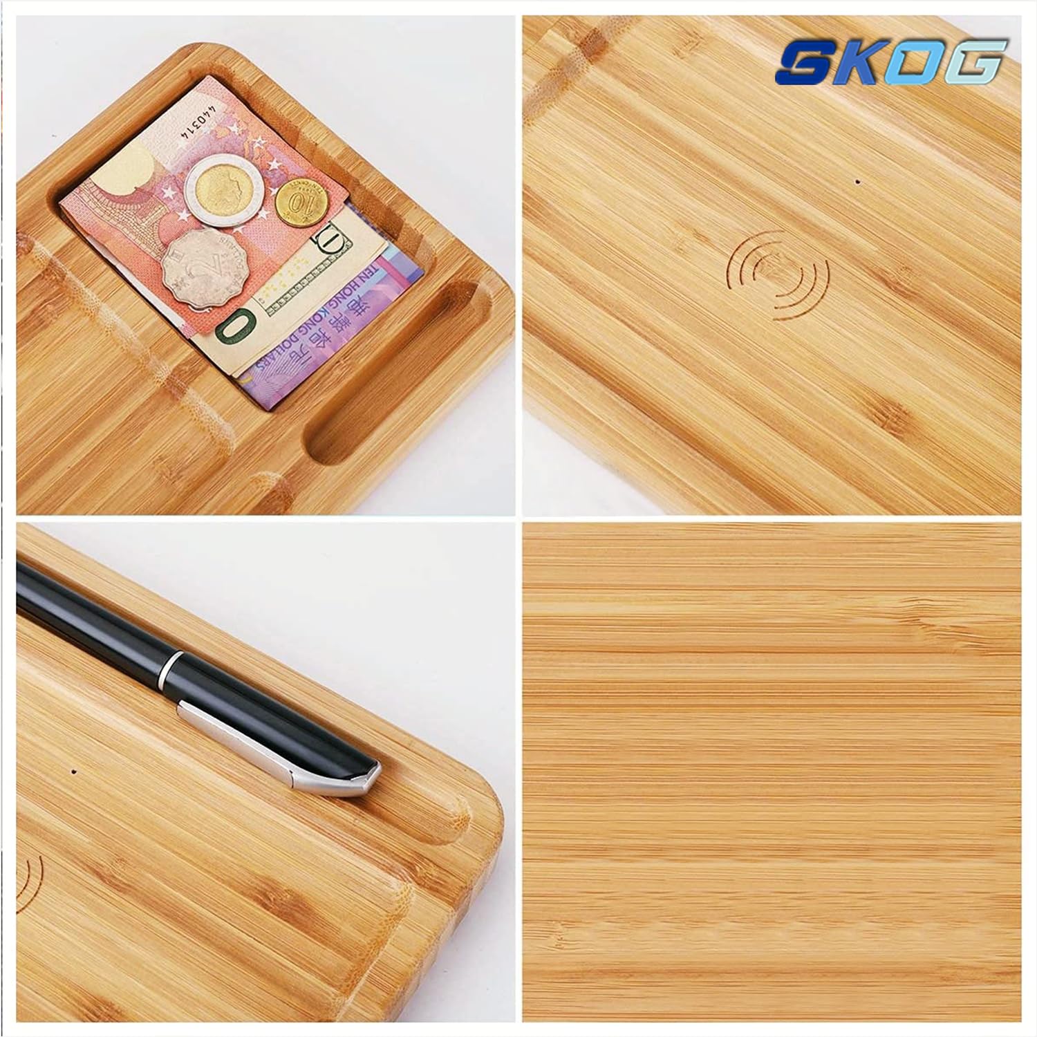 Digi Desk – Bamboo Wireless Charger with Organizer Pad - 750