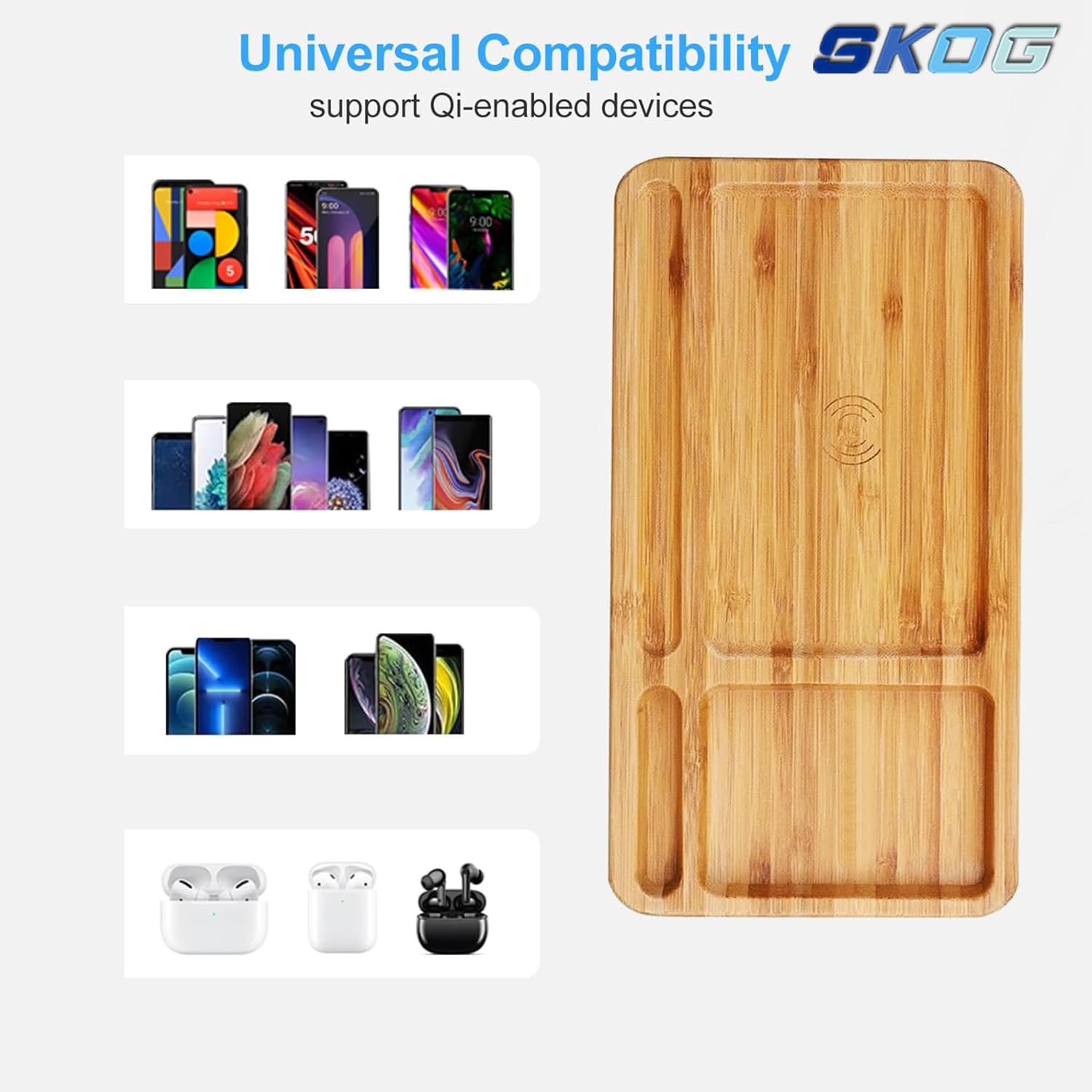 Digi Desk – Bamboo Wireless Charger with Organizer Pad - 751