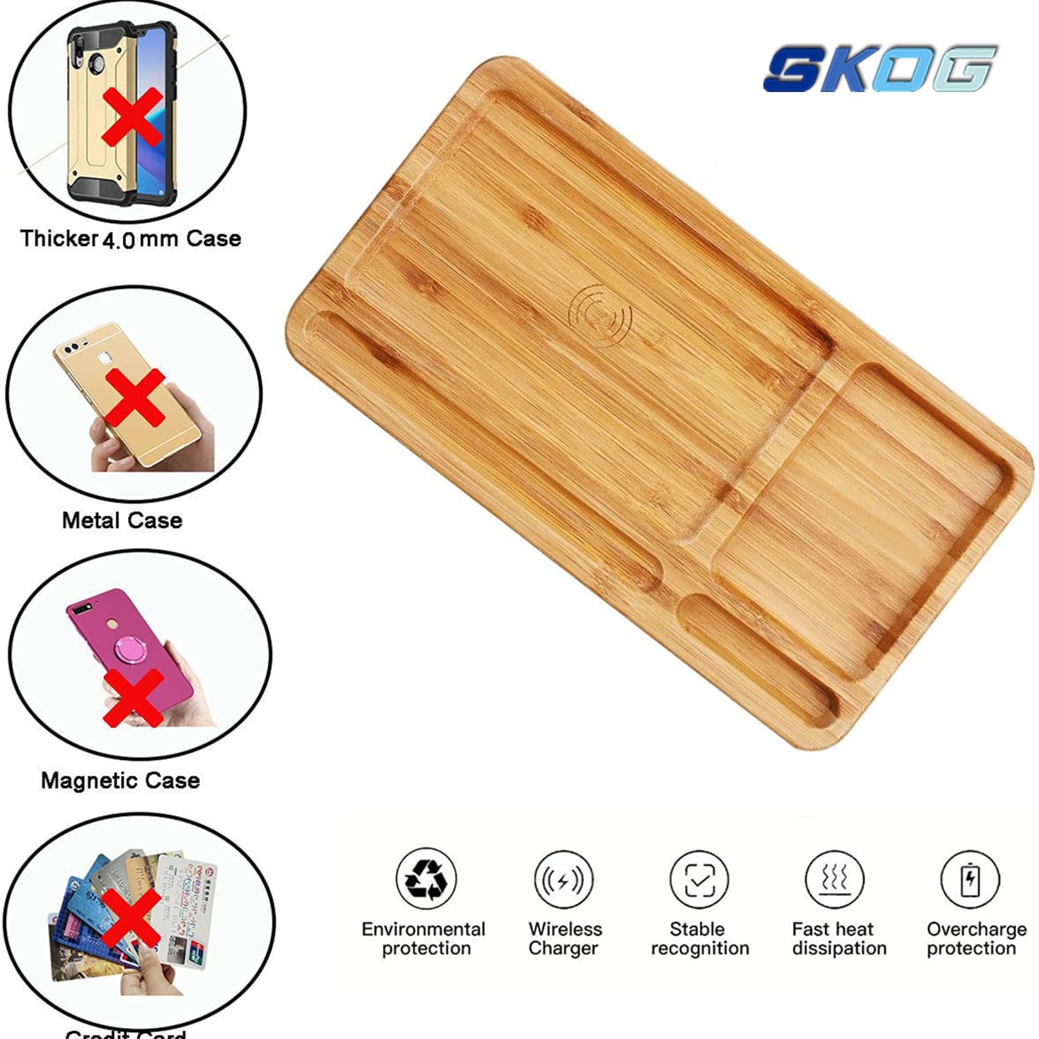 Digi Desk – Bamboo Wireless Charger with Organizer Pad - 752