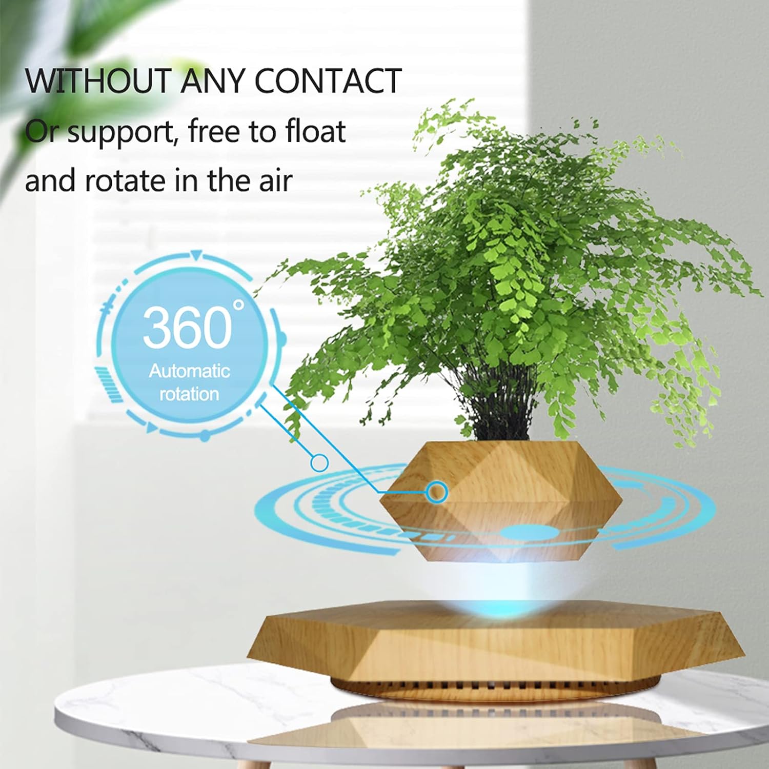 Wooden Themed Floating & Levitating Rotating Pot - 757