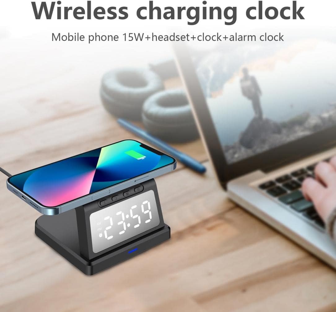 3-in-1 Wireless Charger with Digital Alarm Clock