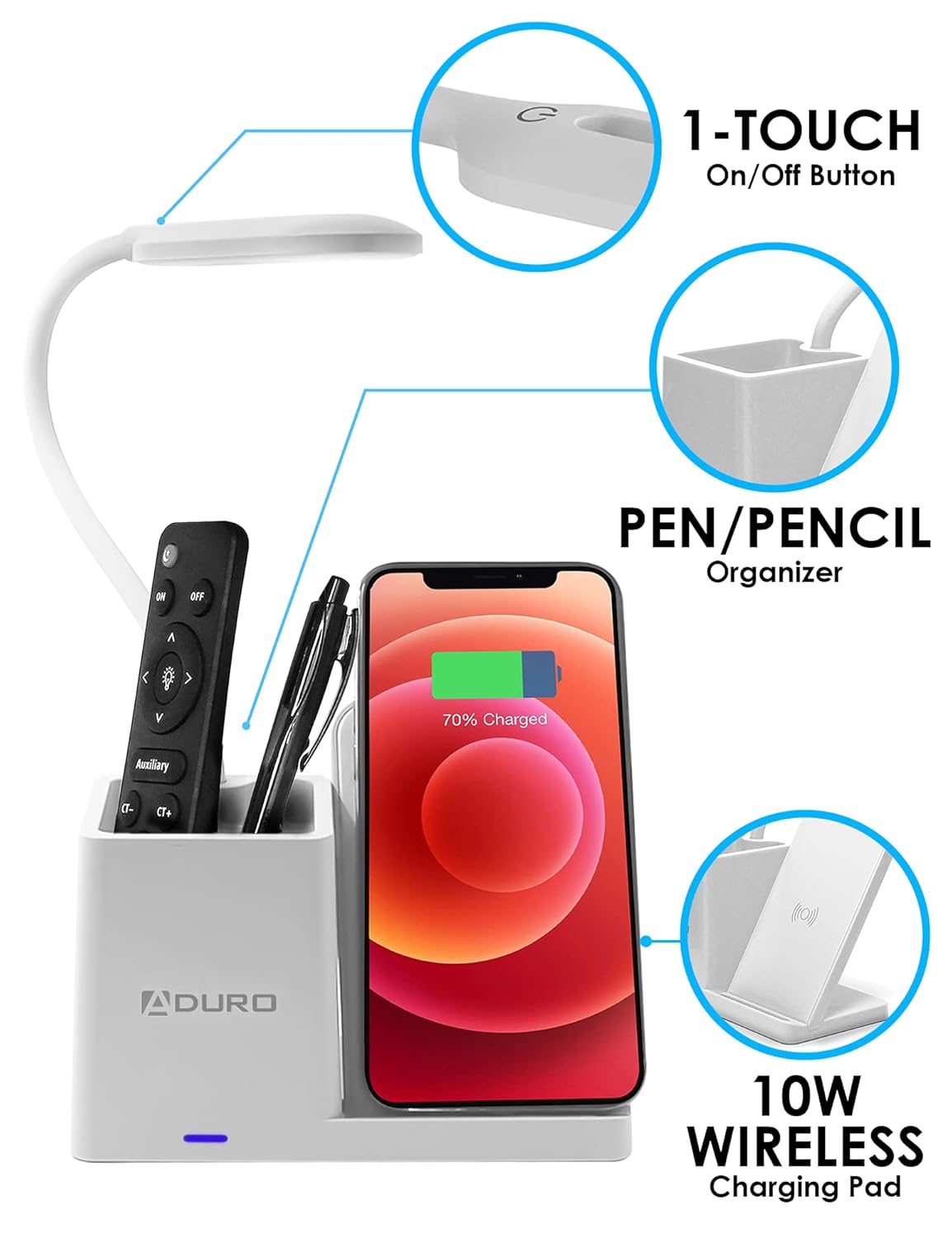 Desk Lamp Cum Wireless Charger - 804