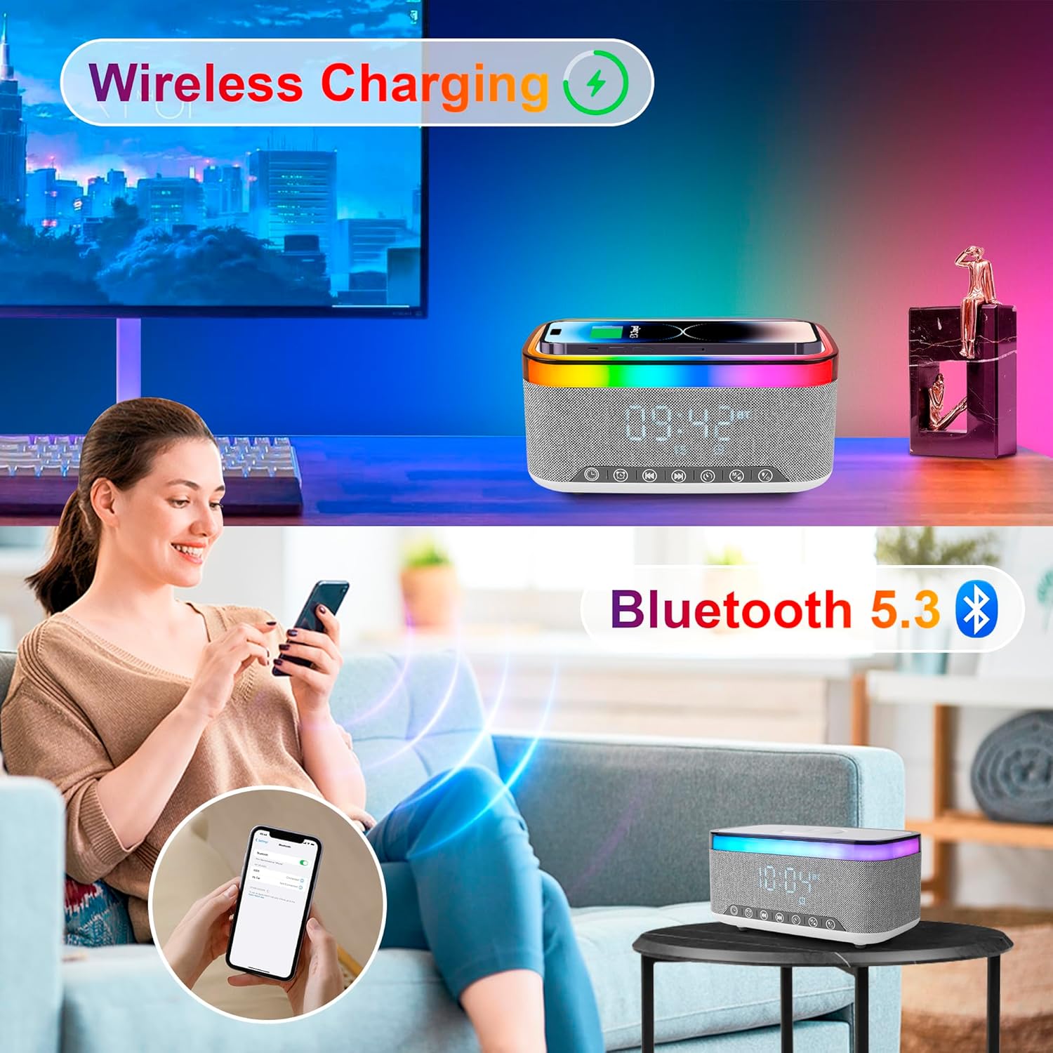 Wireless Charger & Digi Desk Clock - 811