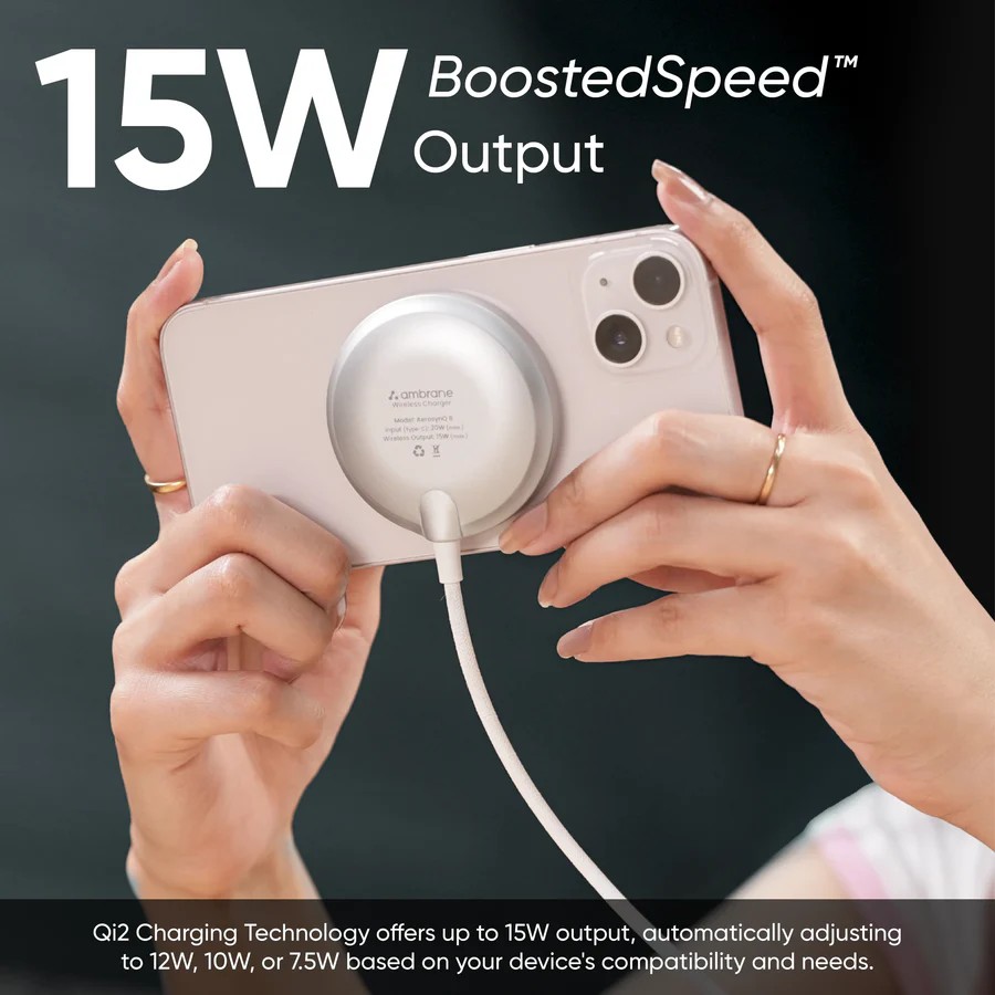 Ambrane AeroSynQ B 15W Qi2 Magnetic Wireless Charger - 967