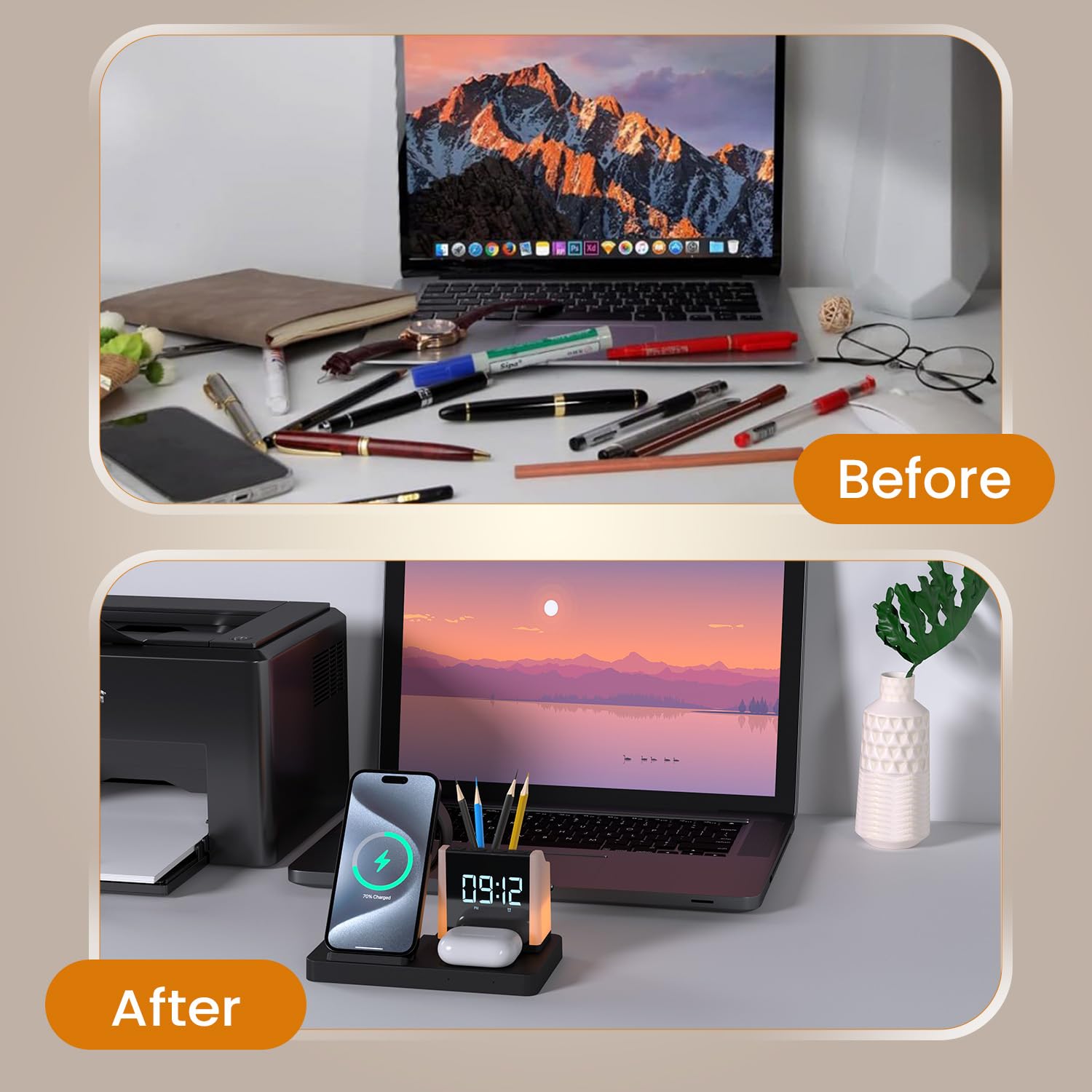 Portronics HexaCharge Wireless Charging Station with Pen Stand - 987