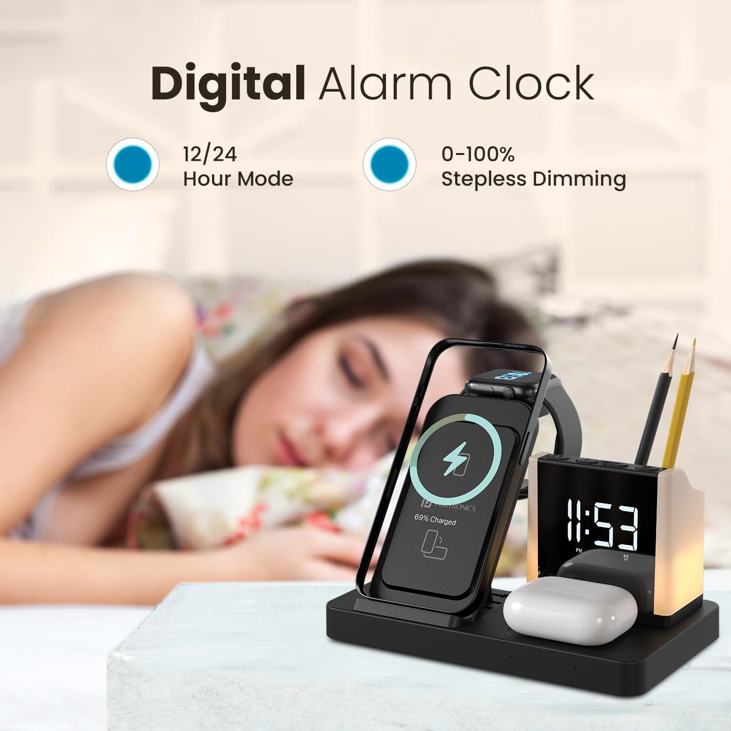 Portronics HexaCharge Wireless Charging Station with Pen Stand - 990